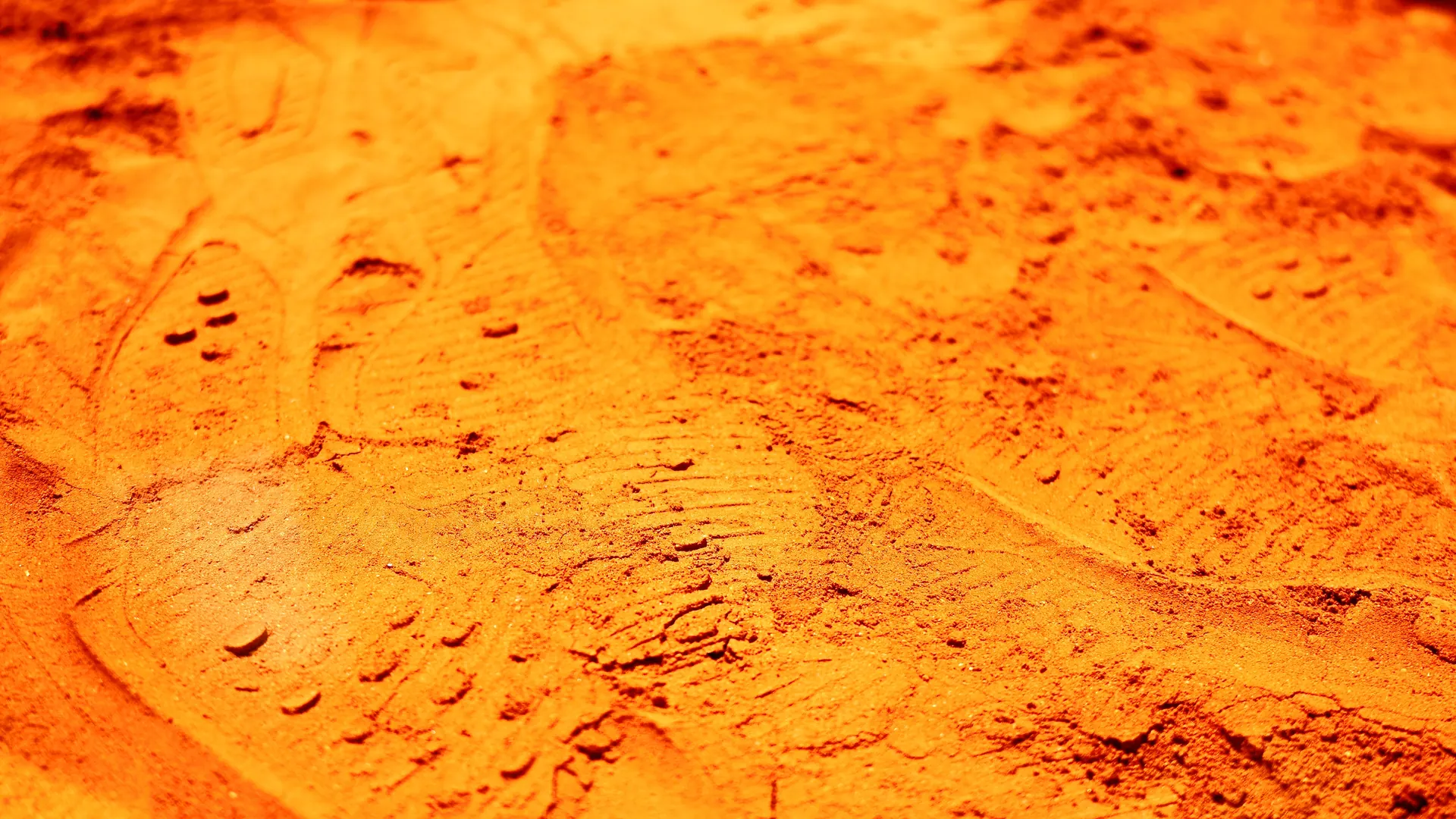 Footprints in red clay at Roland-Garros