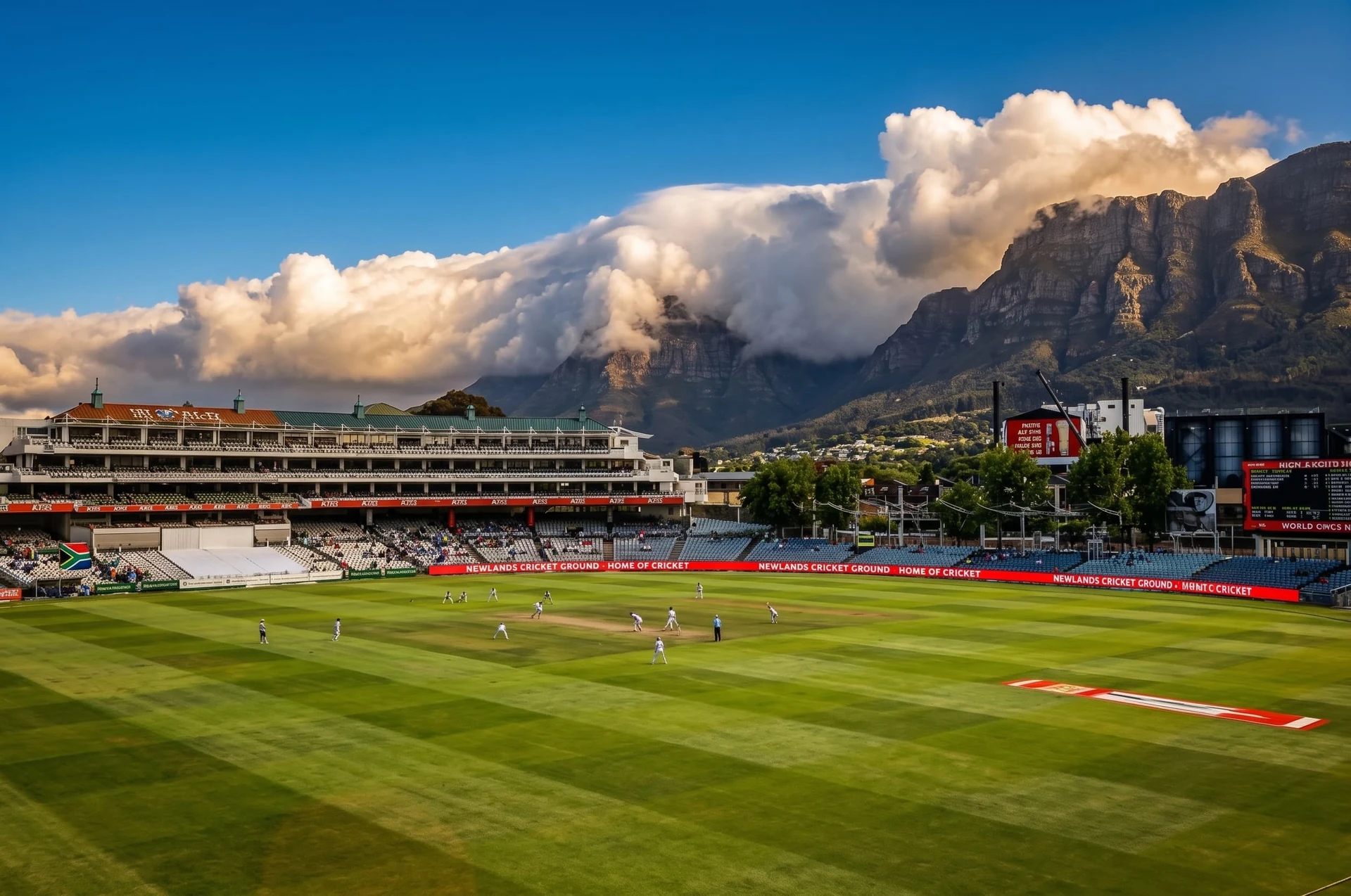 Play under the mountain at Newlands Cricket Ground, Cape Town